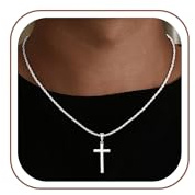 Maxcate 925 Sterling Silber Kreuz Kette Herren 2.5MM Ropekette | Kreuz Mit Anhänger SilberKette Schmuck Geschenke für Männer Papa Freund 46/51/56/61/66 CM
