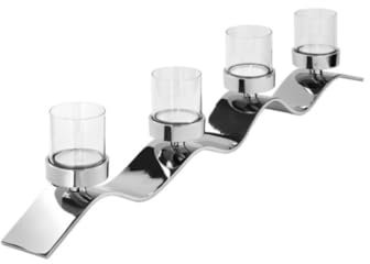 Fink - Teelichhalter - Kerzenstämder - Wave - 4-flammig - mit Glasaufsatz - 54 cm