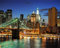 AOFOTO Fotohintergrund New York City Brooklyn Bridge Downtown Wolkenkratzer bei Nacht, Manhattan Skyline Hudson River Man, Erwachsenenportrait, Business, Fotostudio, Requisiten, Vinyl-Tapete