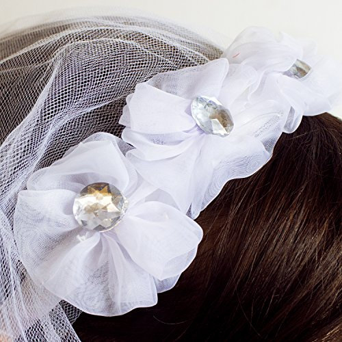 Oblique Unique® Harrreifen mit Brautschleier und Strasssteinen Junggesellinnenabschied JGA Hochzeit Schleier
