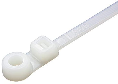 UKCable-Ties Screw Mounted Cable Ties 3.6mm x 150mm Natural/White Car Chassis Body Zip Tie Fixing - Pack of 50