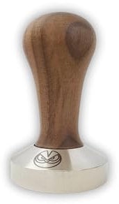 Espresso Tamper - 58,5 mm für IMS Competition-Filterkörbe, Nussbaum und INOX Stahl Flacher Boden