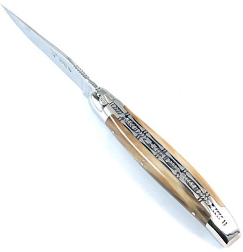 LAGUIOLE en Aubrac Taschenmesser Hornspitze hell Doppelplatinen 12C27 Stahl