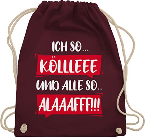 Shirtracer Turnbeutel Rucksack - Karneval & Fasching - Taschen - Ich so Kölle und alle so Alaaf I Kölle Alaaf rot weiß I rut un wiess - Unisize - Bordeauxrot - karnevalsbeutel faschings köln beutel