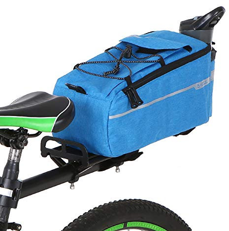 Lixada Sacoche de vélo Porte-Bagages arrière pour vélo Sac Isotherme pour Coffre Isotherme Réfléchissant étanche Sac de Sport pour Porte-bidon de vélo Peut être utilisé comme Sac à bandoulière (Bleu)