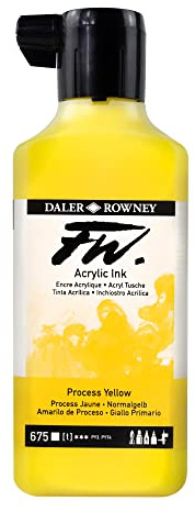 Daler-Rowney FW Acrylic Artists Ink, 180ml/6oz Plastic Bottle, Process Yellow (D160181675)