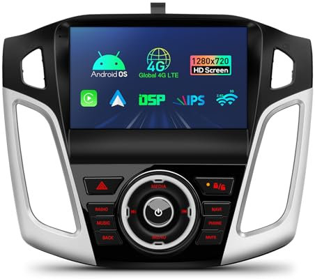 XTRONS 9 Zoll Android 14 Autoradio Octa Core 2GB 32GB Eingebautes 4G Car Play Android Auto DSP WIFI Bluetooth 5.0 GPS 1280*720 HD IPS-Bildschirm Optionaler DAB+ DVR TPMS OBD für Ford Focus(2012-2017)