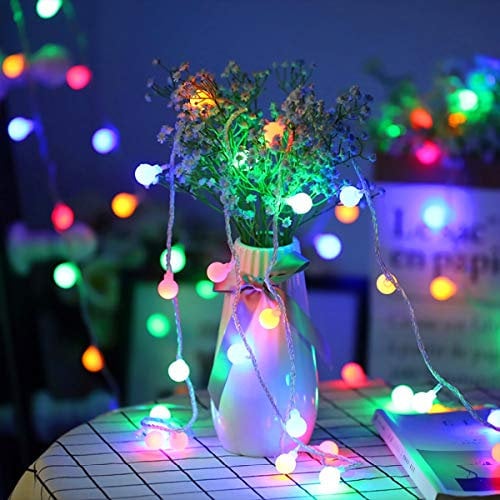 Fairy Lights Battery Operated, 5M 40LEDs Ball Globe String Light, Waterproof Decoraction for Indoor Outdoor Lighting, Bedroom, Valentine, Wedding, Party, Christmas, Tree (Multi-Colour)