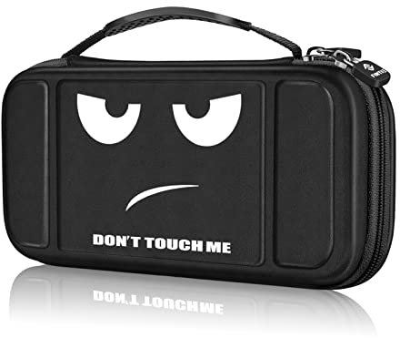 FINTIE Tragetasche für die Nintendo Switch Lite - [Stoßfeste] Hartschalen Aufbewahrungstasche mit 15 Spielkartenhaltern Haltegurt für die Nintendo Switch Lite Konsole & Accessoires, Don't Touch