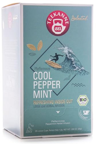 Teekanne Selected Bio Pfefferminze, Cool Peppermint, 25 Pyramidenbeutel, 30 g