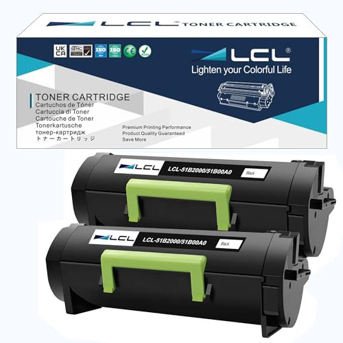 LCL Kompatibel Toner 51B2000 51B00A0 2500 Seiten (2Schwarz) kompatibel für Lexmark MS317 MS317DN MS417 MS417DN MS517 MS517DN MS617 MS617DN MX317 MX317DN MX417 MX417DN MX517 MX517DE MX617 MX617DE