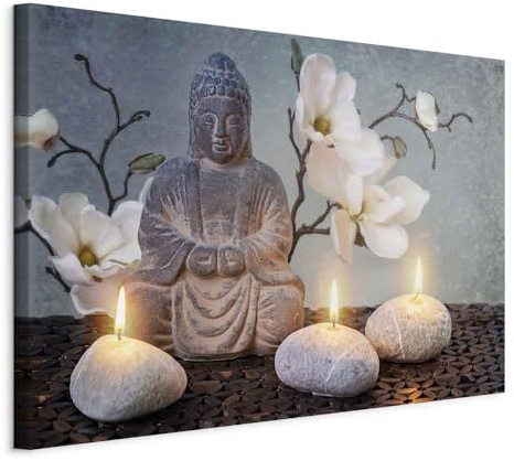 murando - Leinwandbild Steine Orchidee Feng, 120x80 cm, 1-teilig, modern | Hochwertige Leinwand, sofort aufhängbar, ideal fürs Wohn- oder Schlafzimmer, wasserfest und lichtecht, langlebig, stilvoll