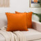 Elegant Comfort POM-POMS Samt-Kissenbezüge mit Fransenmuster, Samt, weich, massiv, dekorativ, quadratisch, für Couch, Bett, Wohnzimmer, 45 x 45 cm, Orange, 2 Stück