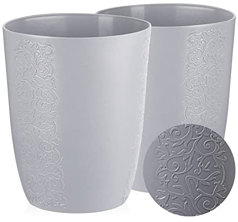 Tymar Blumentopf, 2er-Pack, Orchideentopf, Blumenkübel für Orchidee, Pflanzentopf aus Kunststoff, Moderne, schlanke, Runde Form (Grau, ø 12,5 cm)