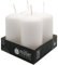 Müller Small Pillar Candles - Set of 4 - White - Unscented - 4,8 x 9 Cm - 16 Hours Long Burning Decorative Candles - Dripless Wax - Smokeless Wick - RAL Quality - Made in Germany