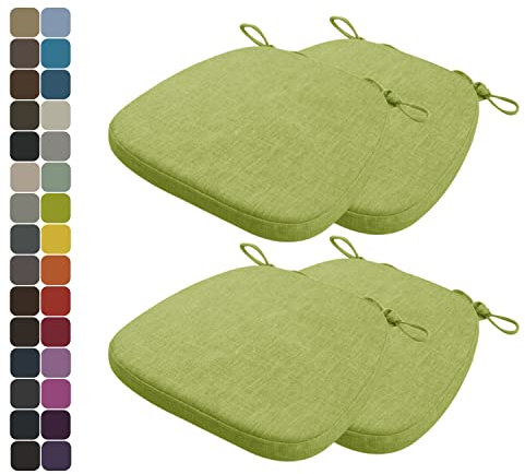 Kimgull 4er Set Stuhlkissen mit Bändern Bequeme Waschbare Rutschfestes Sitzkissen Ideal für zu Hause und Gartendekoration, viele Farben und Größen zur Auswahl (40x38x5CM Obst GrüN)