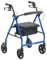 drive Blue 4 Wheel Walker Folding Rollator with Padded Seat, Locking Brakes, Height Adjustable Handles and Carry Bag