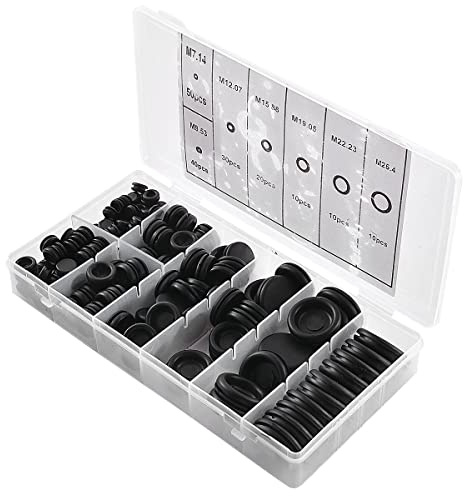 KATUR 170 Stück Gummitülle Firewall Loch Stecker Set Auto Elektrische Draht Dichtung Kit für Draht, Stecker und Kabel, 7 Größen