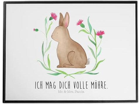 Mr. & Mrs. Panda Schreibtischunterlage Hase Sitzen - Ostergeschenke, Osterdeko, Geschenk, Schreibtischunterlage Groß, Ostern, Ostergeschenke Kinder,