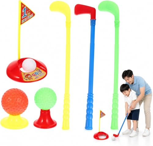 Homoyoyo Toddler Golf Set, Mini Plastic Kids Golf Clubs Toy with Balls and Holes, Early Educational Indoor & Outdoor Sports Game for Boys Girls Aged 3 4 5 Years Old (Assorted Colours)