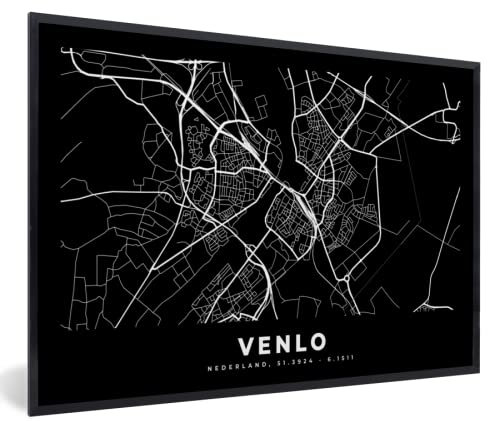 MuchoWow Poster Bilder Wanddeko Deko Wohnzimmer 30x20 cm Karte - Venlo - Schwarz