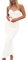 Sdencin Y2K Damen Sexy Twist Knoten Front Rippstrick Bodycon Bandeau Tube Kleid Casual Solide Trägerloses Maxi Langes Kleid, Weiss/opulenter Garten, Mittel