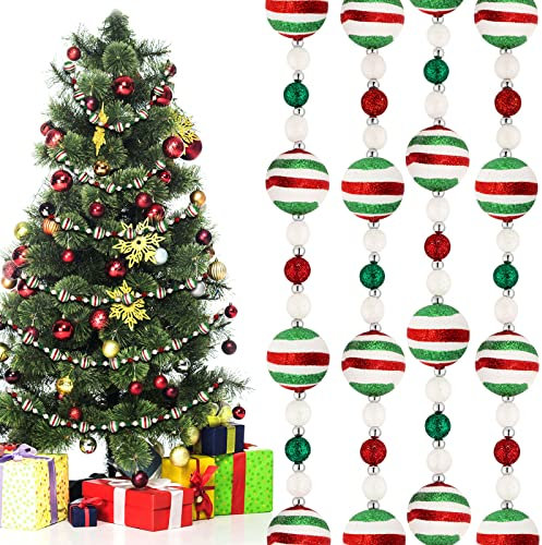 15 Fuß Weihnachten Zuckerstange Girlande Pfefferminze Zuckerstange Perlengirlande für Kamin Weihnachtsbaum Dekorationen Weihnachtskugel Ornamente rot und weiß gestreifte Weihnachten Hängeperlen