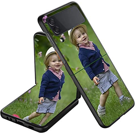 CXKJ Black Personalised Photo Phone Case for Samsung Galaxy Z Flip 3 5G (6.70 inch),Design Your Own Photo Image,Text Phone Case,PC Bumper Slim Cover Case,Personalised Case