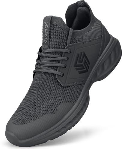 Giniros Sneaker Damen Schuhe Sportschuhe Laufschuhe Turnschuhe Damen rutschfeste Leichte Fitness Jogging Walkingschuhe Atmungsaktiv Straßenlauf Schlüpfen Schuhe Freizeitschuhe Damen Dunkelgrau 42 EU