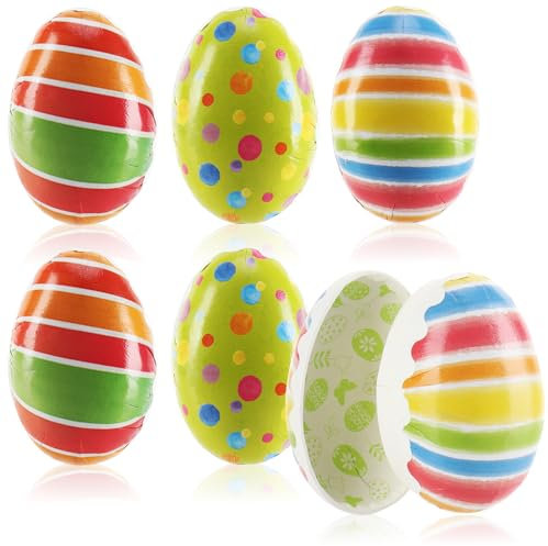 com-four® 6X Osterei zum Befüllen - Bunte Fülleier für Ostern - Ostereier mit vielen bunten Punkten zum Verschenken