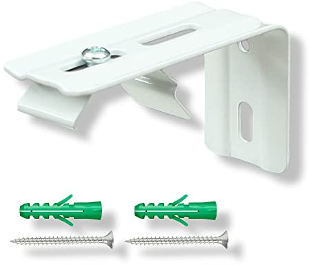 KLEMMFLEX Wandwinkel für Lamellenvorhang mit Montageclip für Deckenmontage, verstellbar, für 89/127 mm Lamellenbreite, Clip für Schiene 40 mm, Wandträger, 1 Stück Farbe weiss, Ersatzteile, Zubehör