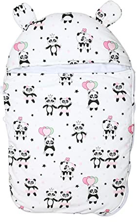 Moewe Baby Fußsack für Neugeborene | Ganzjahresschlafsack aus 100% Baumwolle 2,5 TOG | perfekt für unterwegs | Integrierter Wind- und Sonnenschutz | kuschelweich und atmungsaktiv | Anti Kick(Panda)
