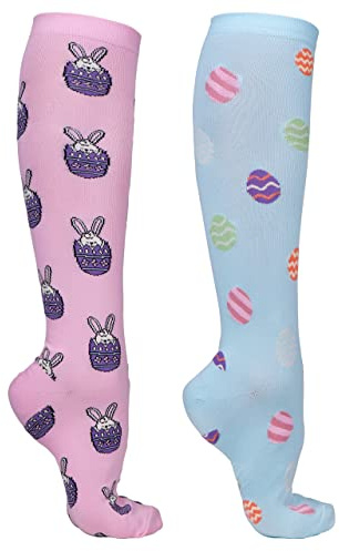 QHP Reit Kniestrümpfe Ostern (2 Paar) rosa/blau (as3, numeric, numeric_35, numeric_38, regular, regular)