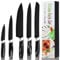 BEWOS Kitchen Knife Set, 5PCS Professional Knives with Chef, Bread, Slicing, Utility & Paring Knives, Stainless Steel Sharp Knife Set, Dishwasher Safe, Black