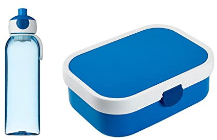 Mepal - Juego de almuerzo Campus azul - Botella de agua y fiambrera con inserto bento - Ideal para la escuela y el ocio - Material irrompible - A prueba de fugas - Apto para lavavajillas