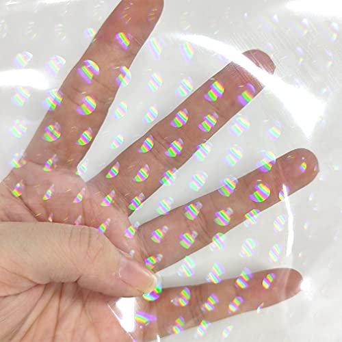 XHT Holographisches transparentes PVC-Vinyl, 30 x 135 cm, schillerndes Laminat, transparent, wasserdichte Vinylfolie (kleiner Edelstein)