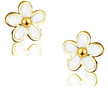 SLUYNZ 925 Sterling Silber kleine Gänseblümchen Ohrstecker für Damen Mädchen zierliche Blumen Ohrstecker Ohrringe (B-Gold)