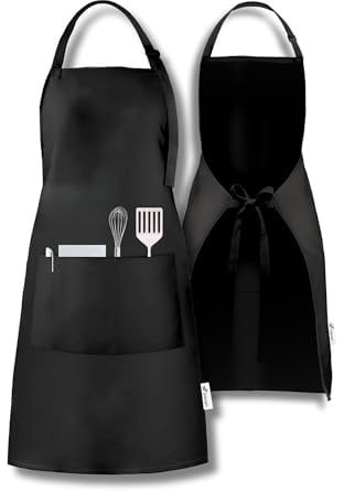 Viamart® - Delantal de cocina profesional - Delantal para BBQ ajustable - Calidad hostelería - 3 bolsillos prácticos - Unisex: Hombre y Mujer - Talla única - Lavable a 60°