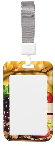Porte-badge d'identification imprimé feuilles et fruits rouges d'automne - Porte-nom personnalisé - Étanche - Avec lanière - Pour homme et femme