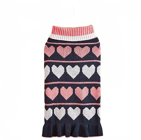 KINLYBO Haustier-Weihnachtspullover für den Winter, warm, Strickpullover, lässig, Marineblau, L / XL
