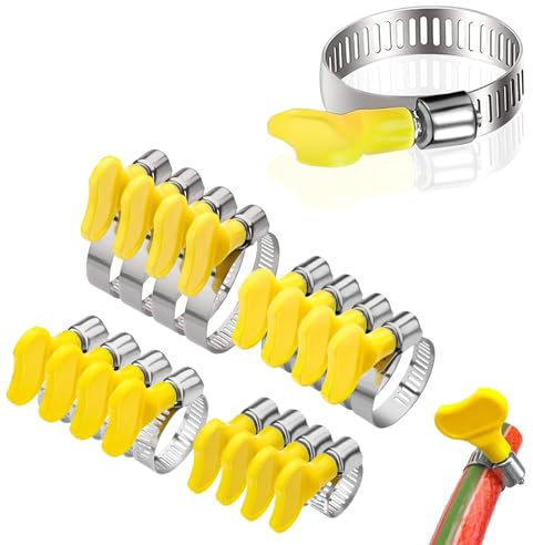 DGHOME 16 Pieces 4 Size Hose Clamps with Handle Adjustable - Garden Hose Clips 10-38 mm Tightening Pipe Clips for Flexible Hose Tube, DGHOME-HGKK-16P