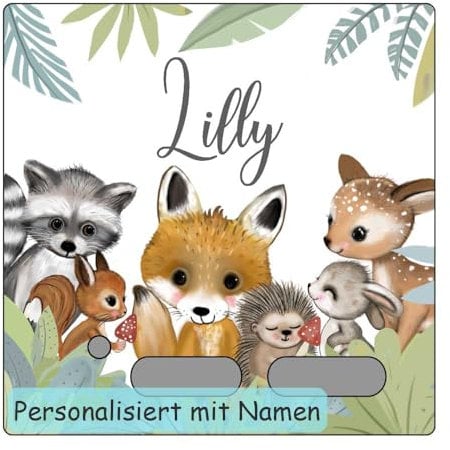My Sweetheart® Schönes Zubehör für Toniebox Schutzfolie Aufkleber personalisiert LED durchscheinend kratzfeste Folie schützt die Box vor Tonie Figuren Abrieb Waldtiere Fuchs Reh Igel