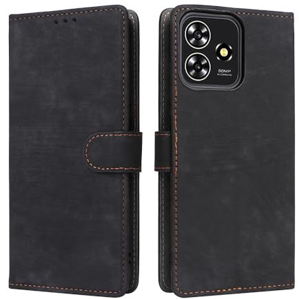 Hülle Kompatibel mit ZTE Blade A73 4G/ZTE Blade V50S 4G, RFID-Blockierung, Magnetisches Flip-Leder, Stoßfeste Schutzabdeckung mit Kartenfächern und Ständer