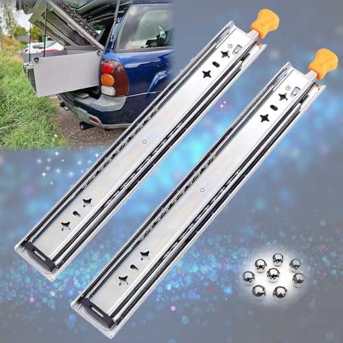 KAnduo Schwerlast Schubladenschienen Mit Schloss 1000mm, 120kg Tragfähigkeit Vollauszug-Kugellager Seitenmontage, 1 Paar (Color : with Lock, Size : 250mm)