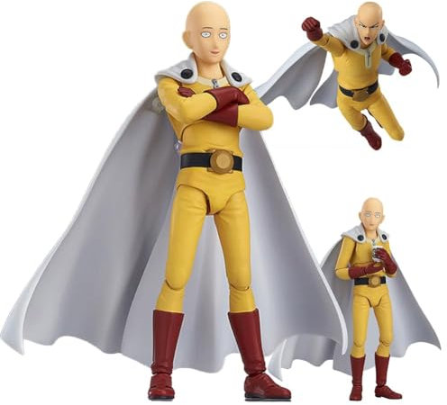 Puruuige One Punch Man Figur Statue Anime Saitama Actionfigur 15 cm PVC Wechselgesicht Figur Modell Sammlung Ornamente Desktop-Dekorationen