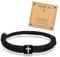 TempBeau Mens Bracelets Rope Braided Cross : Men Bracelet with Stainless Steel Cross Bead Adjustable1 Pack 2 Pack Paracord Christian Faith for HimDad Son Friend Husband Women Jewelry Gifts (Black)
