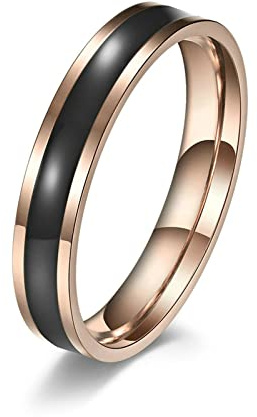 Lieson Partnerringe Edelstahl Frauen, Poliert 4MM Emaille Verlobungsringe Freundschaftsringe Eheringe Hochzeitsringe für Damen Schmuck Geschenke