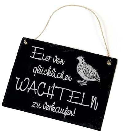 Wachteleier Verkauf Schild Schiefer graviert - Eier von glücklichen Wachteln zu verkaufen - Eierverkauf 22 x 16 cm