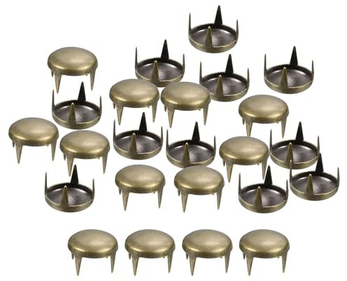QUARKZMAN 80 Pièces de Rivets Ronds en Bronze, Clous à Pointe en Laiton de 8mm, Clous Punk Rock pour Vêtements DIY, Ceinture, Sac, Bracelet, Artisanat en Cuir