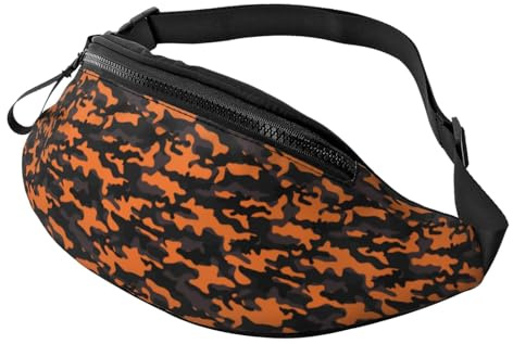 Bauchtaschen für Damen und Herren, Camouflage-Muster, Orange / Schwarz